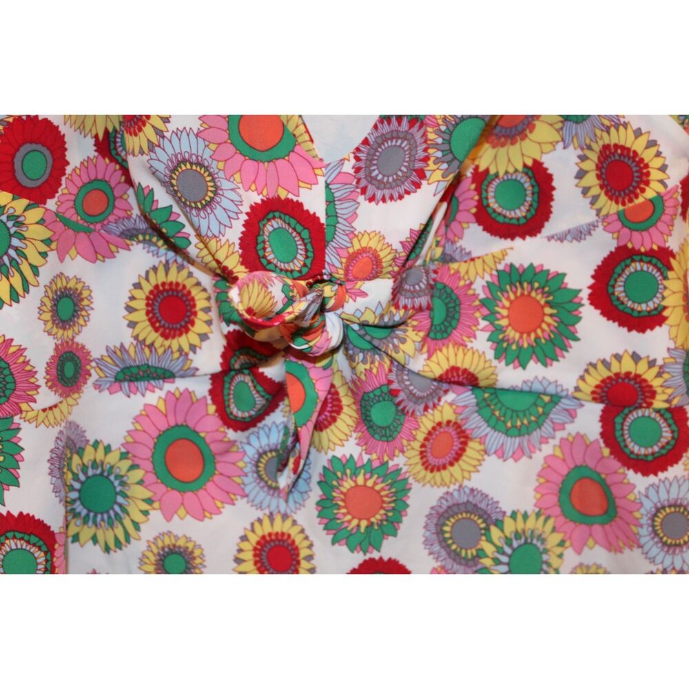 Nine West Floral Tie-Front Crop Top size 12 Y2K Retro Sleeveless Fun Print - Picture 3 of 8